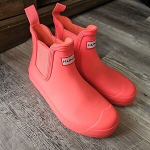 Hunter Womens Original Chelsea Rain Boots Coral Pink Size US 6 Waterproof